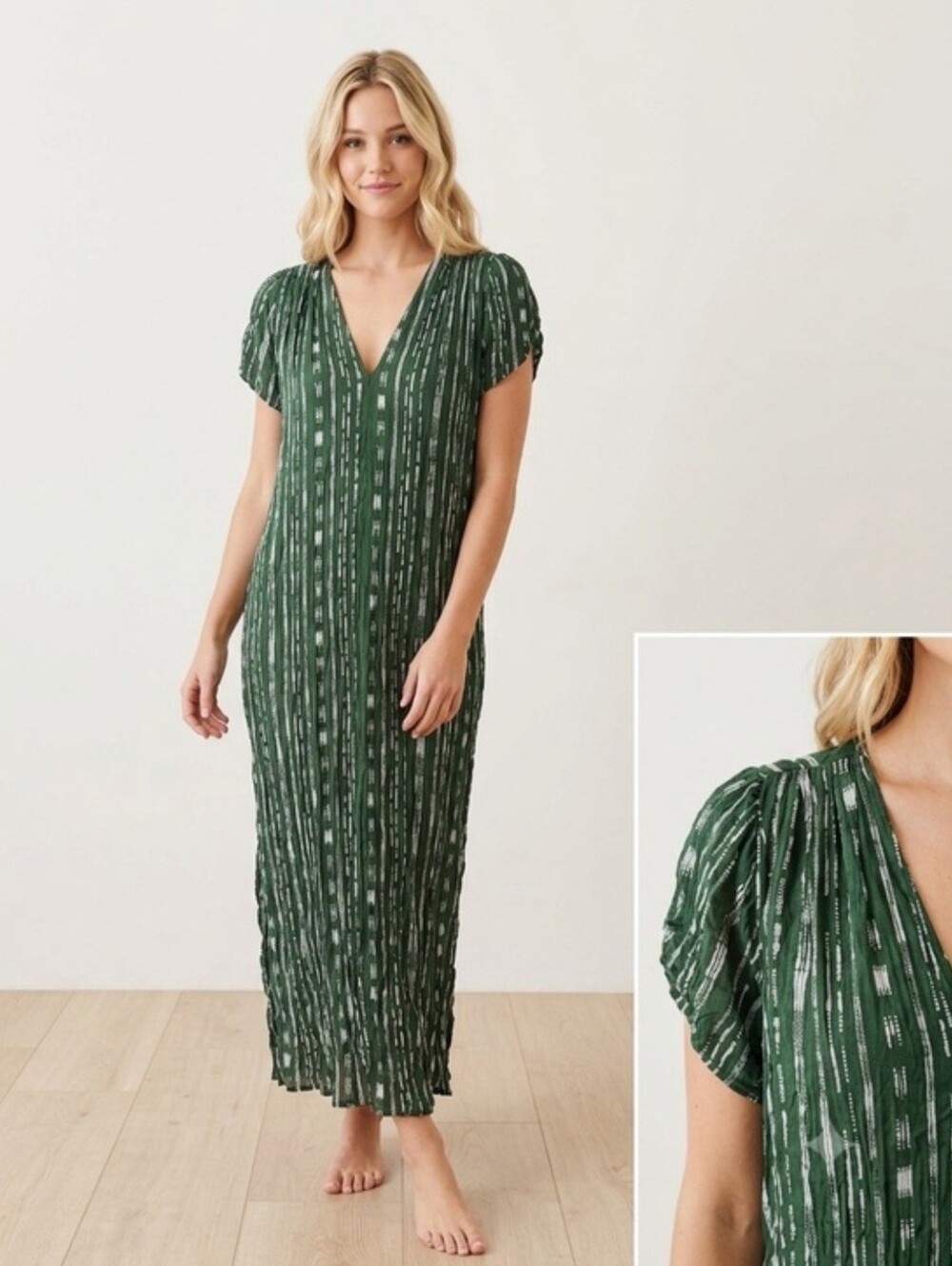 Small Anthropologie Porridge Green Maxi Dress